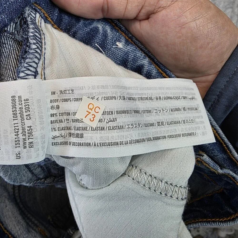 Abercrombie & Fitch Jeans Womens 28 Blue Ankle Straight High Rise Distressed - Picture 12 of 12